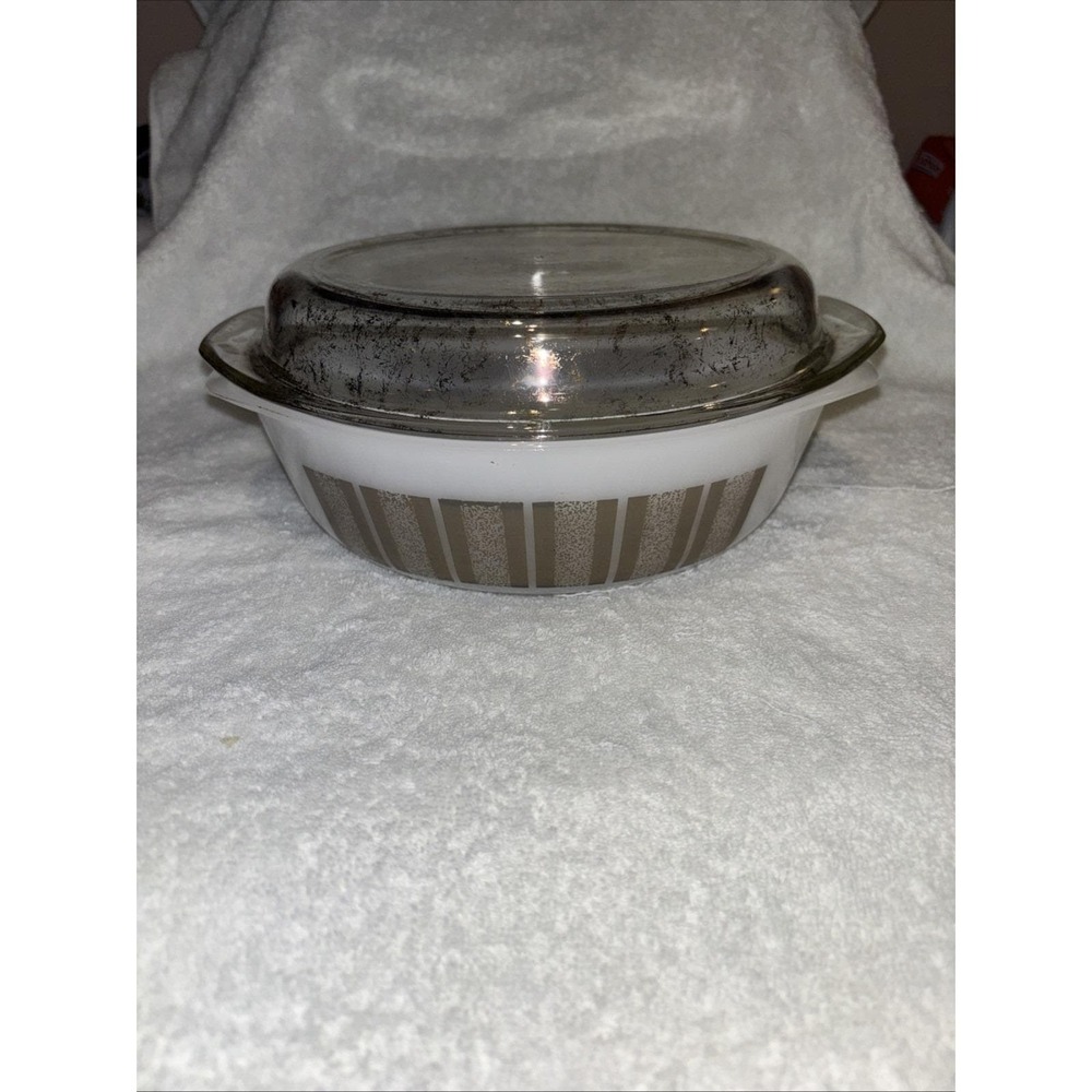Vintage Australian Agee Pyrex Golden Bars #O-CR-300 Round Casserole &‎ Lid